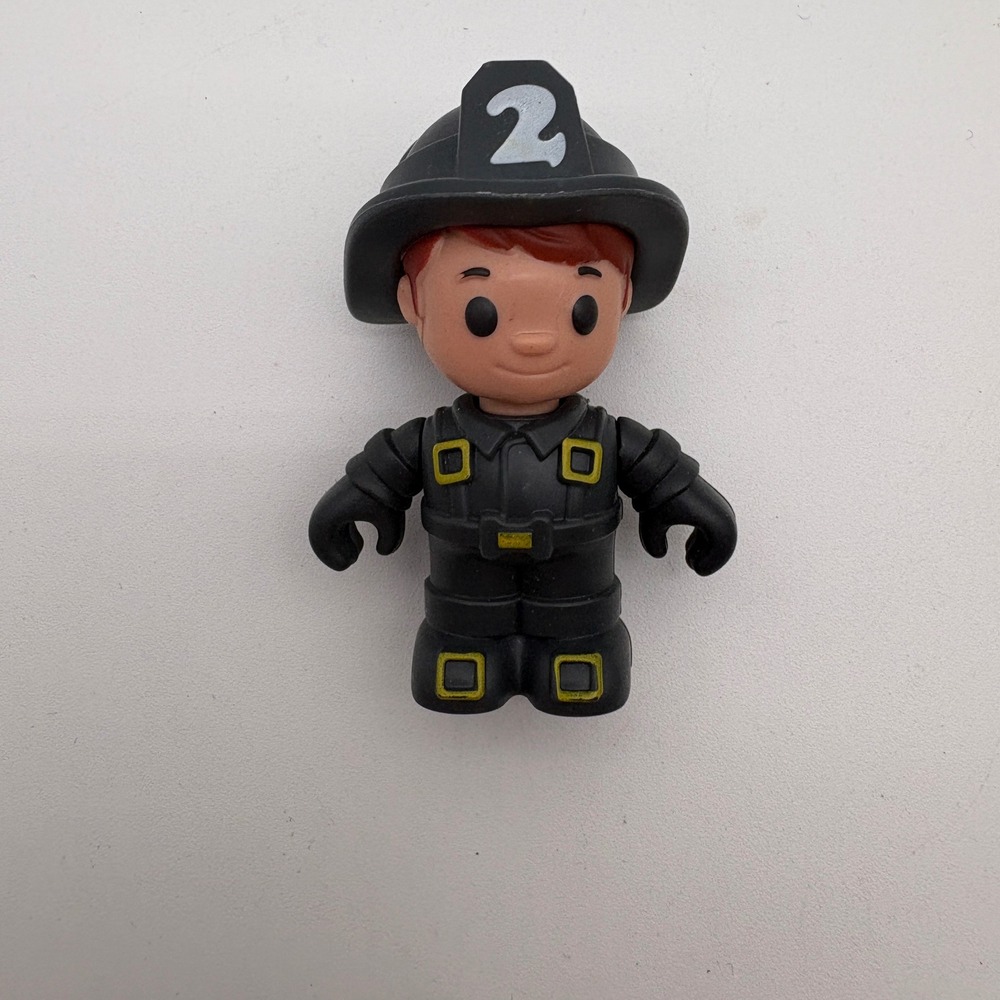 Little People Sized Figure  Firefighter 2.5" Tall  Gray uniform With #2 Helmet‎